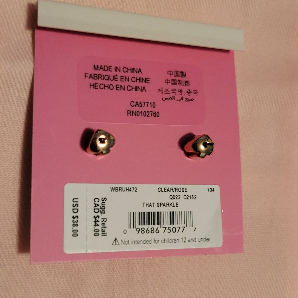 NWT Kate Spade Goldtoned Crystal Cubic Zirconia Earrings with dust bag - Picture 5 of 6